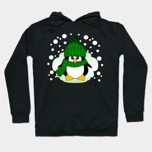 Christmas Boy Penguin with Green Hat and Scarf Hoodie